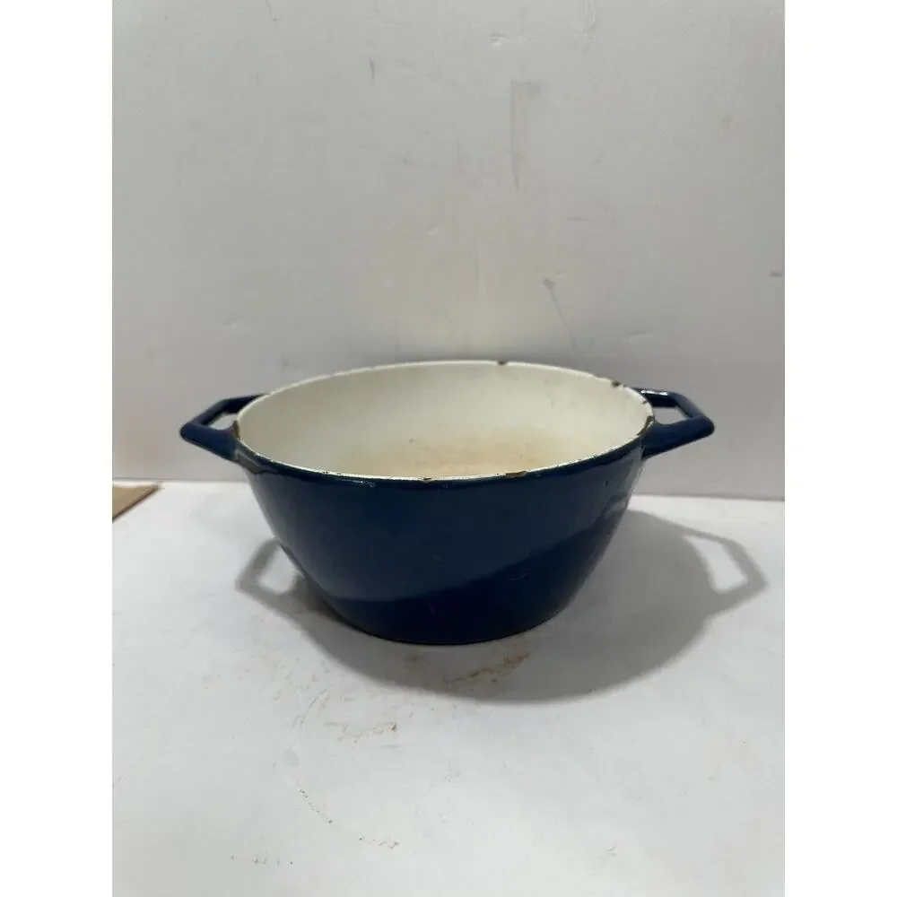 Copco D2 Blue Enameled Cast Iron Sauce Pan Pot 8”x X4” Collectable Rustic Look‎